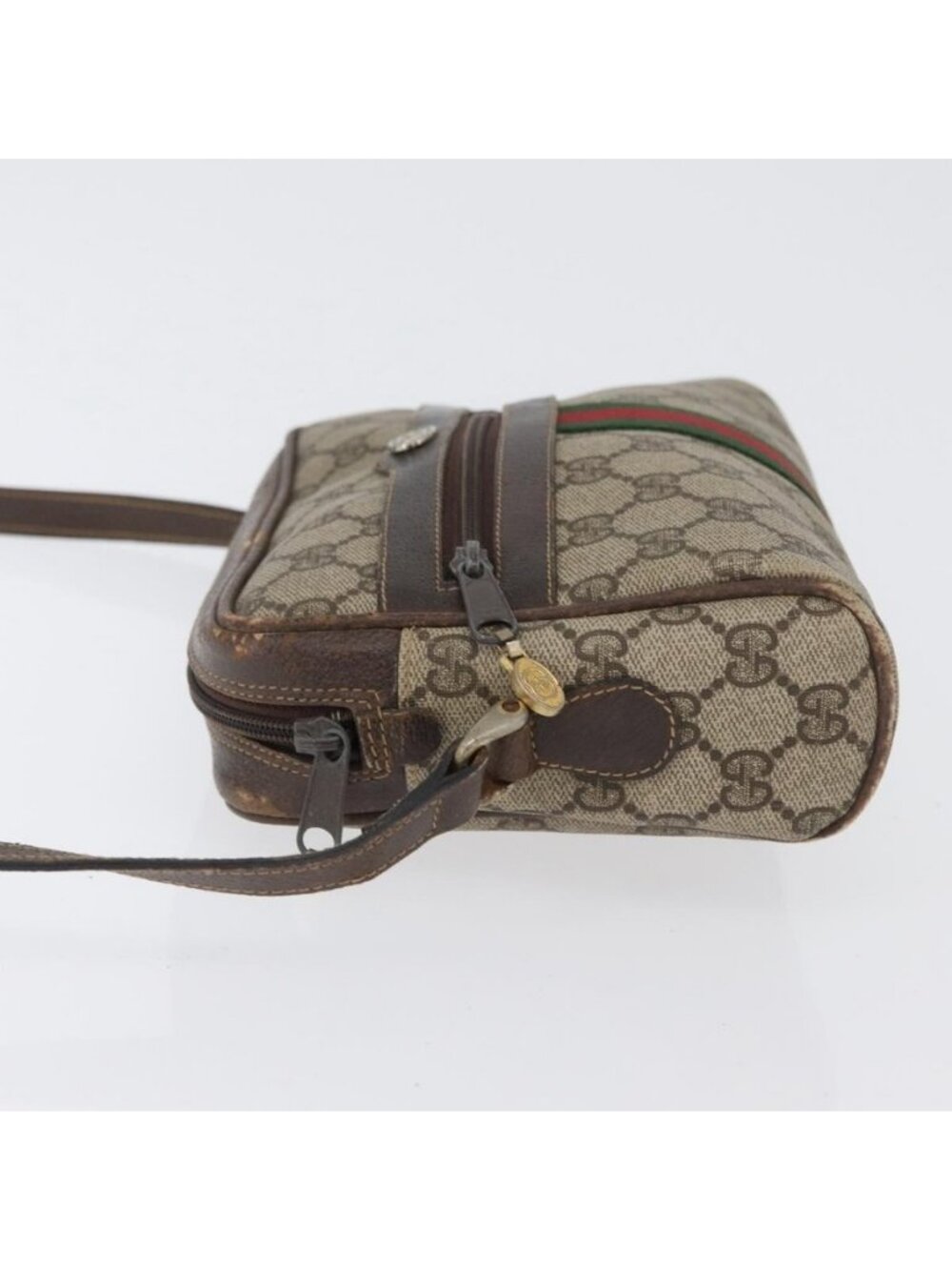 Authentic GUCCI GG Supreme Web Sherry Line Shoulder Bag PVC Beige Gold 010 378 - Picture 11 of 16